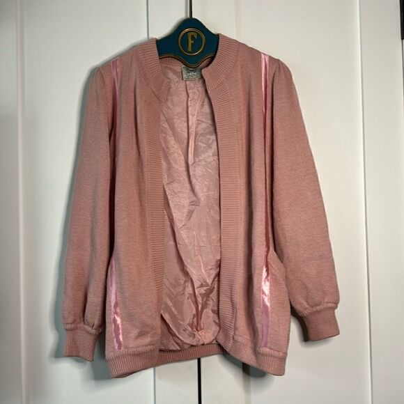 Vintage Macho Pink Tree made in Austria Cardigan Open Front - 10 - Picture 1 of 5